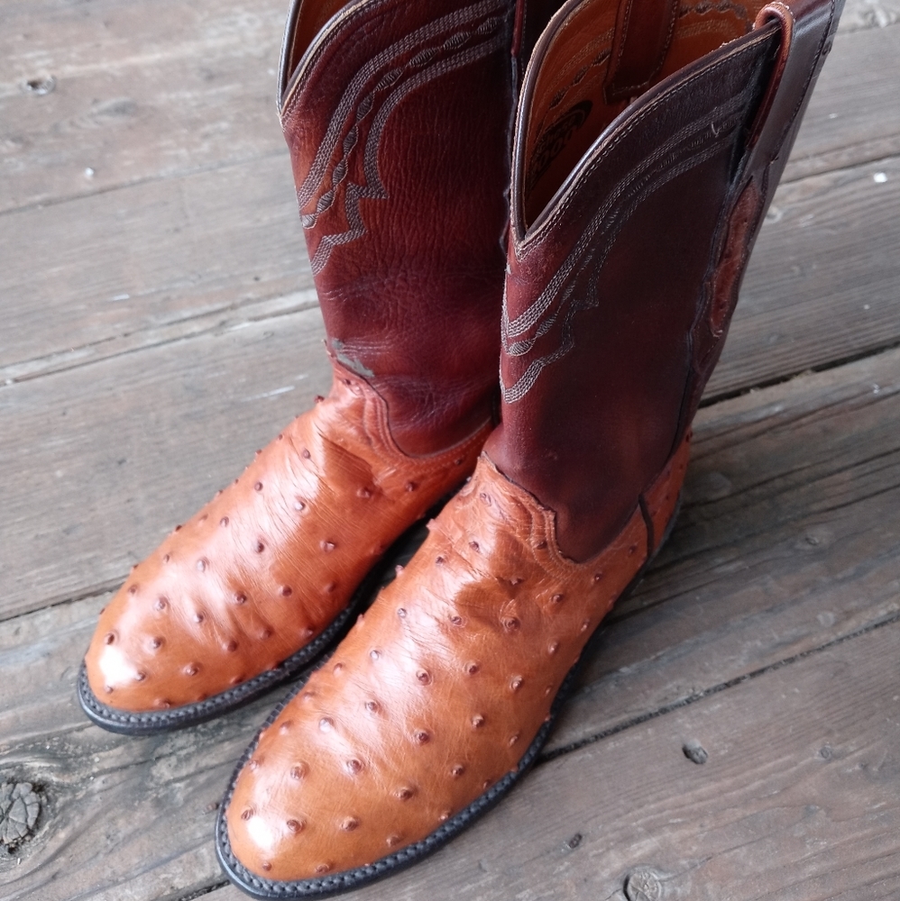 Lucchese 2000 Cognac Full Ostrich Quill Western Co